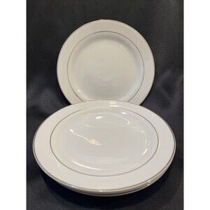 4 Gibson China White w/ Gold Band Trim 7.5” Restaurant Style Salad Plates